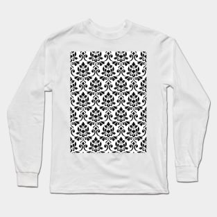 Feuille Damask Black on White Pattern Long Sleeve T-Shirt